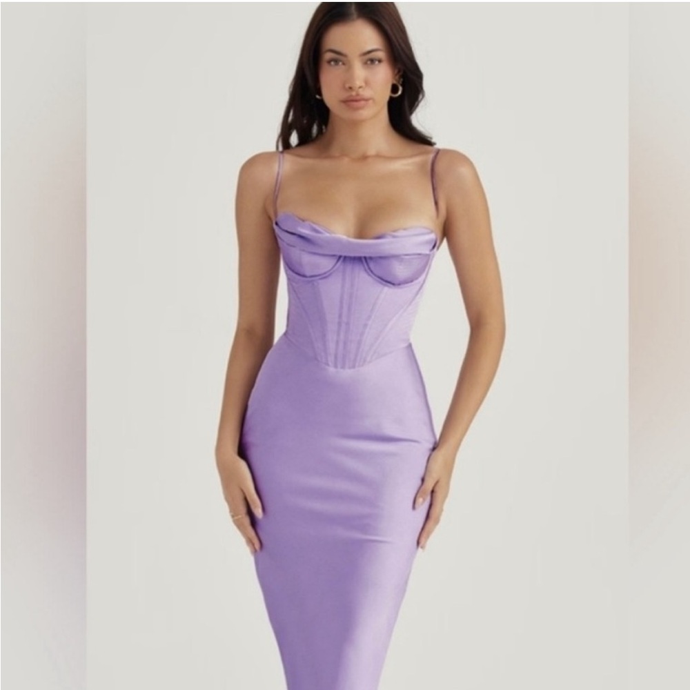 House Of CB Charmaine Corset Maxi Dress in Lavender M (PLUS CUP D-E)